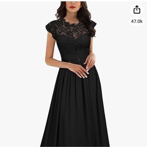 Black, full length Lacey top black formal dress